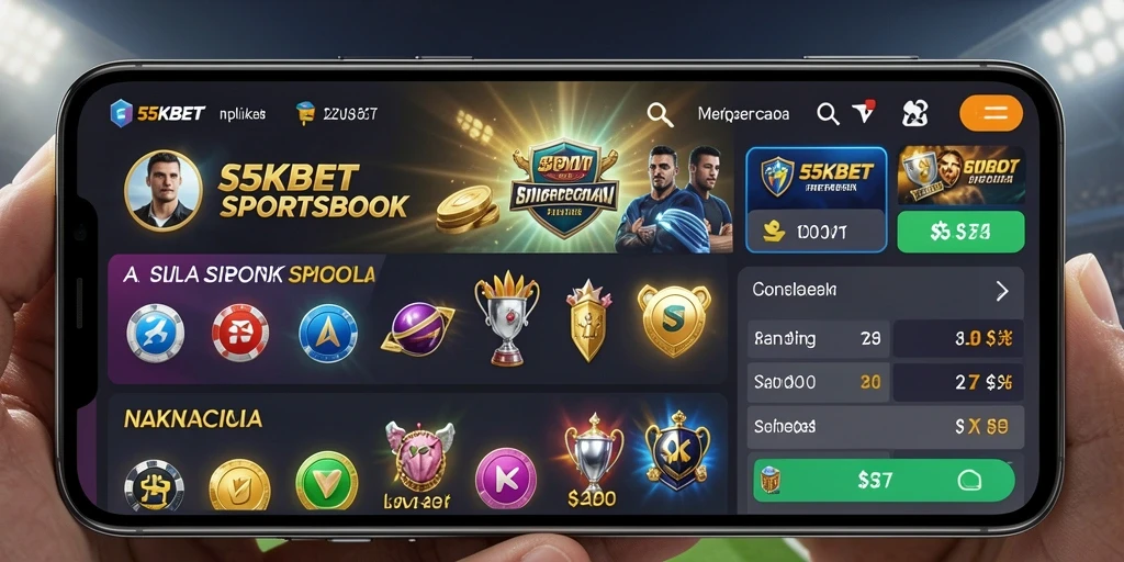 Tampilan gameplay menarik dalam aplikasi Sportsbook 55KBET.