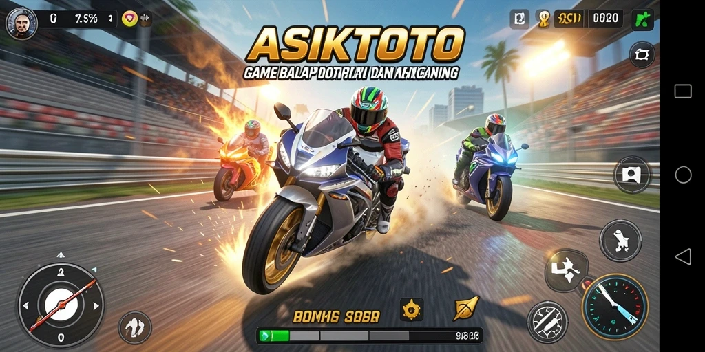 Gameplay ASIKTOTO yang menarik dan penuh aksi di lintasan balap.