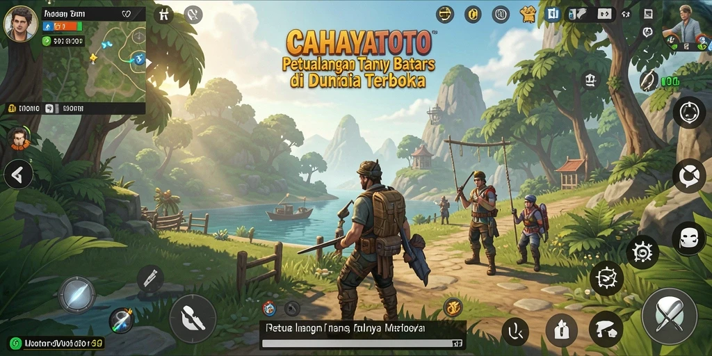 Screenshot gameplay CAHAYATOTO menampilkan petualangan di dunia terbuka.