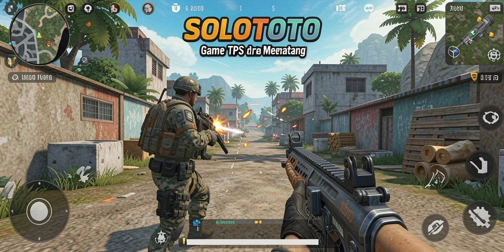 Gameplay seru SOLOTOTO menampilkan aksi TPS yang mendebarkan.